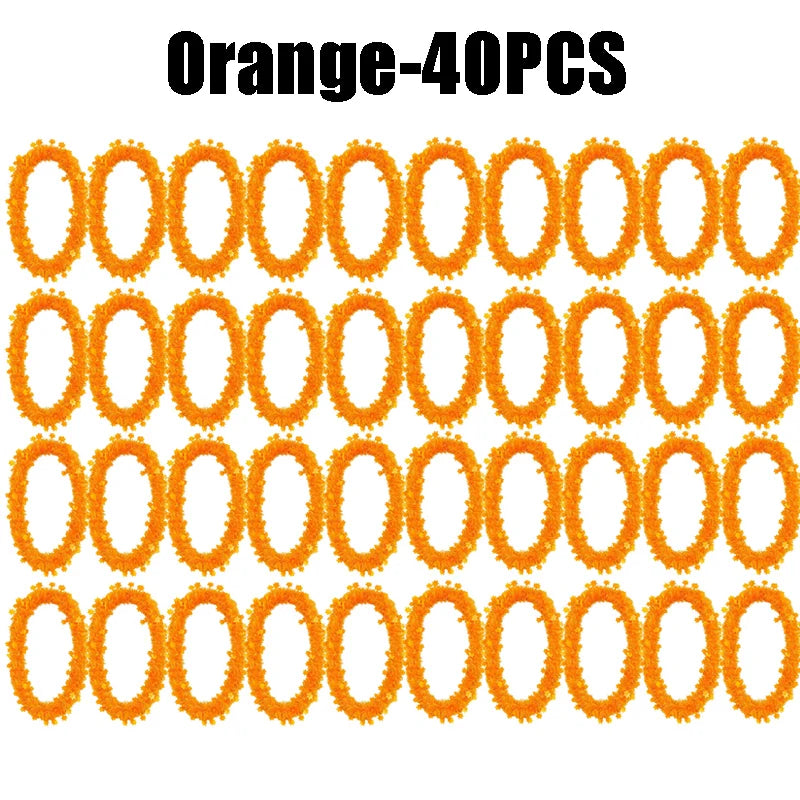 Flower Garland Glow Necklaces UV Blacklight Party Set 16pc Glow Party Necklace Babs Orange-40PCS 45CM