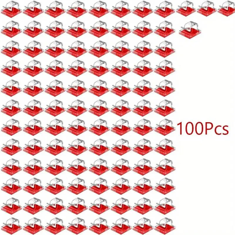 50/100pcs Cable Management Clips for Desk, Car, Wall & TV Cable Management Clips Babs 100PCS red