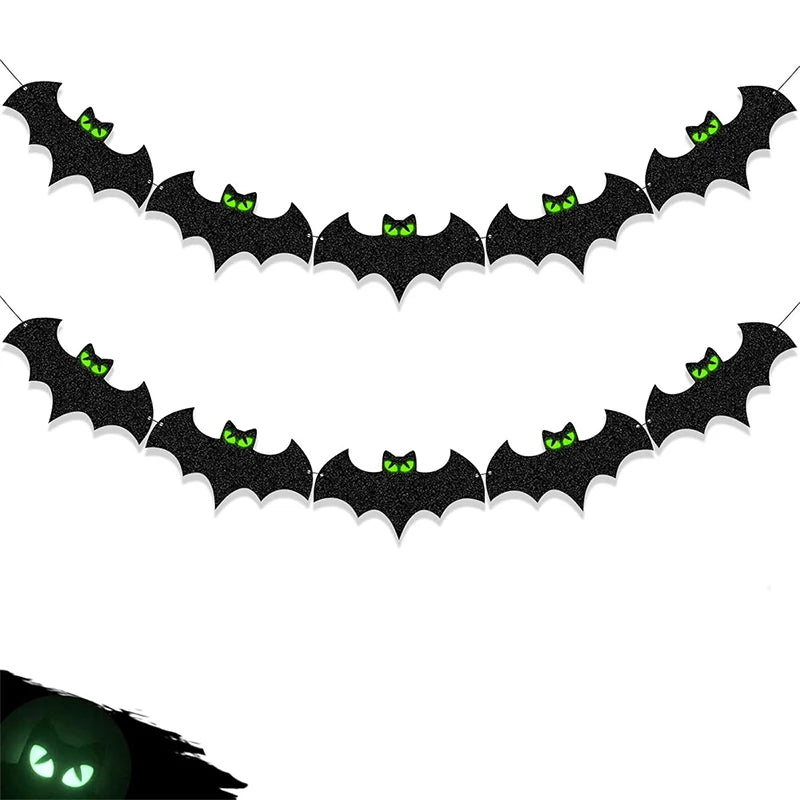 Halloween Glowing Bat Paper Banner Garland Party Decoration Halloween Garland Banner Babs
