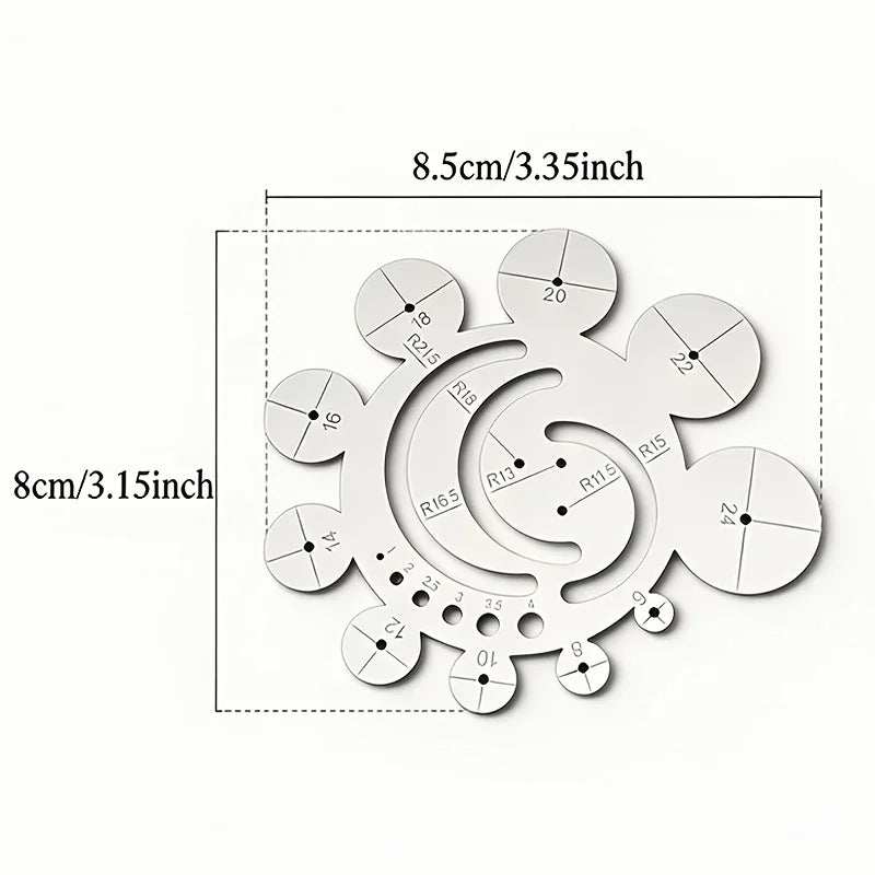 11-in-1 Stainless Steel Radius Template Ruler & Arc Gauge Radius Template Ruler Babs