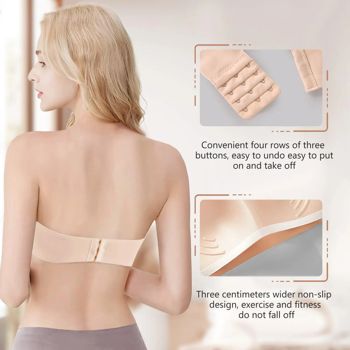 Strappy Push Up Bralette – Seamless Padded Bandeau Tube Top Push Up Bralette Babs