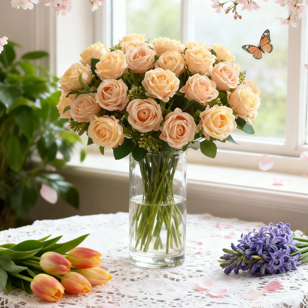 10-Head Silk Rose Bouquet – Wedding, Party & Home Décor Artificial Flower Bouquet Babs