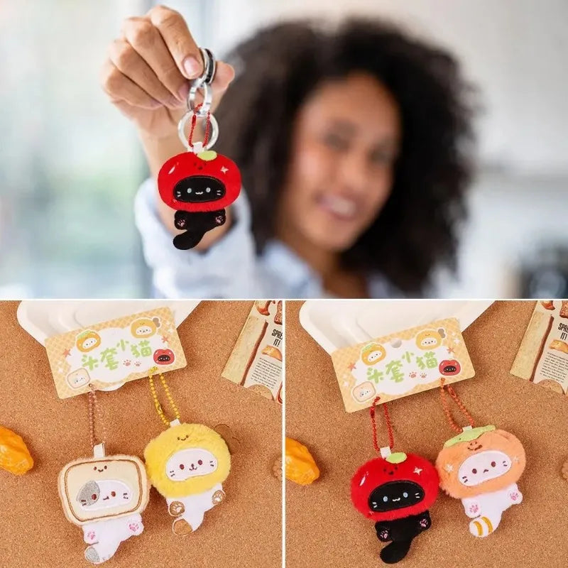 Plush Cat Keychain Pendant Pair – Cute Kitten Gift & Bag Charm Plush Keychain Pendant Babs