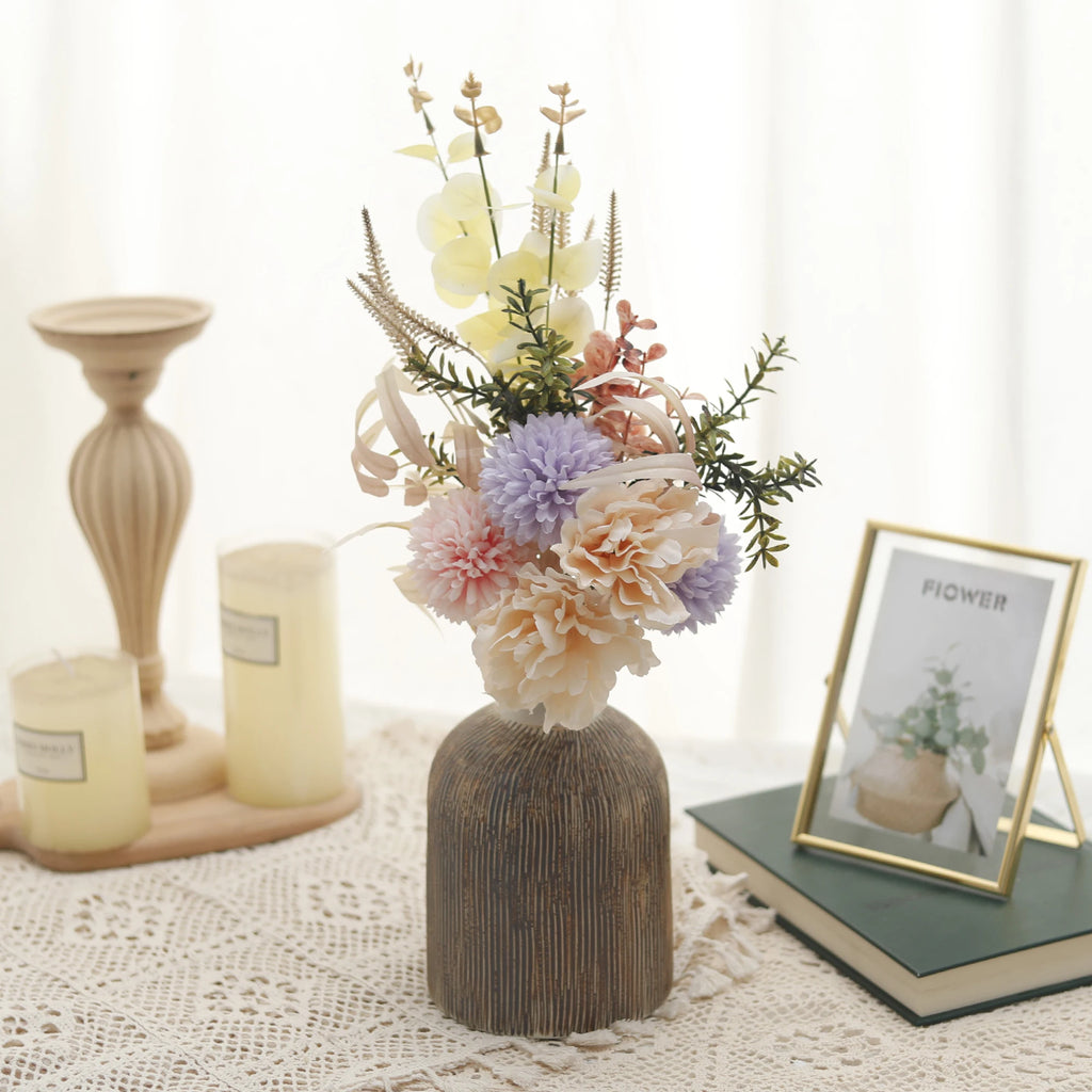 Autumn Silk Bouquet – Rose, Peony, Maple & Dandelion Faux Flowers Artificial Flower Bouquet Babs