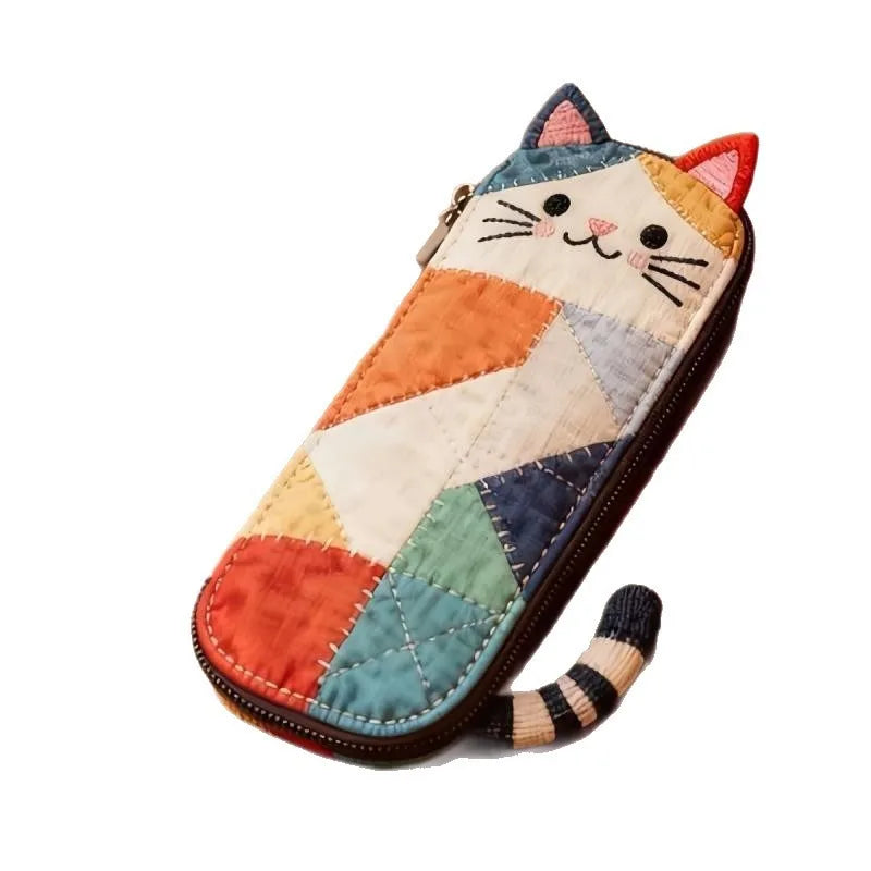 Cute 3D Cat Ear Pencil Case – Cartoon Patchwork Stationery Pouch Pencil Case Babs