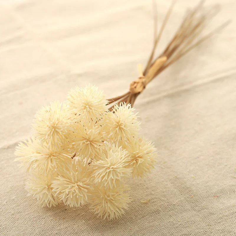 12pcs Artificial Pompon Mums Bouquet | Faux Fall Flowers Décor Artificial Flower Set Babs Milk White