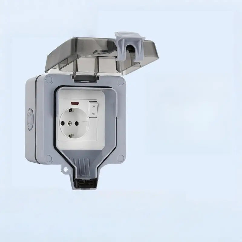 HUXUAN IP66 Waterproof Outdoor Schuko Wall Socket with Switch Waterproof Wall Socket Babs