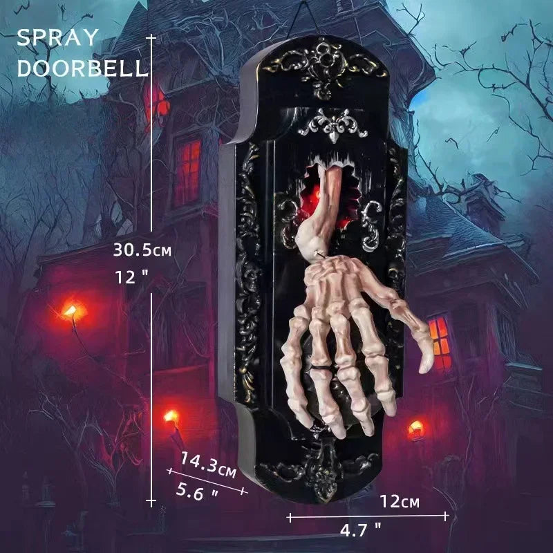 Halloween Motion Sensor Skeleton Doorbell – Mist Spray & Sound Halloween Decoration Babs