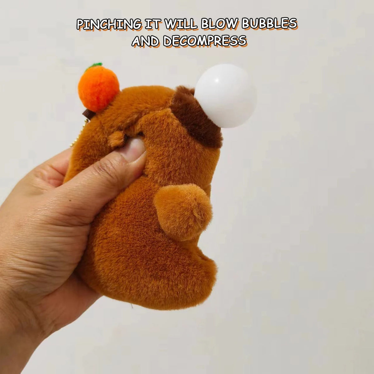 Plush Capybara Keychain Pendant – Cute Persimmon Bubble Doll Plush Keychain Pendant Babs