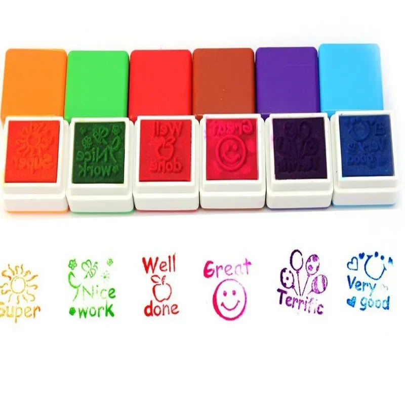 6-Piece Self-Inking Praise Reward Stamps for Teachers & Kids Self-Inking Stamp Set Babs