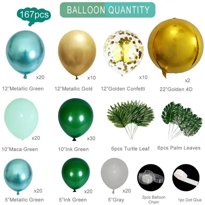 Jungle Animal Kids Birthday Balloon Chain Set – Green Forest Party Balloon Set Babs