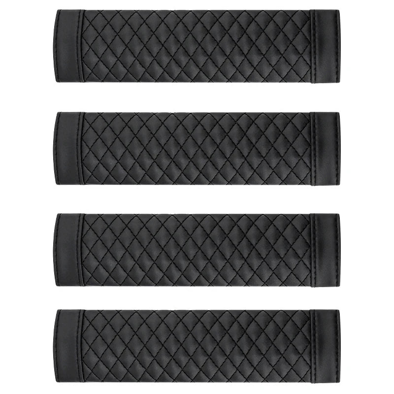 Universal PU Leather Car Seat Belt Cover Shoulder Pad Cushion Seat Belt Cover Babs Black-4Pcs