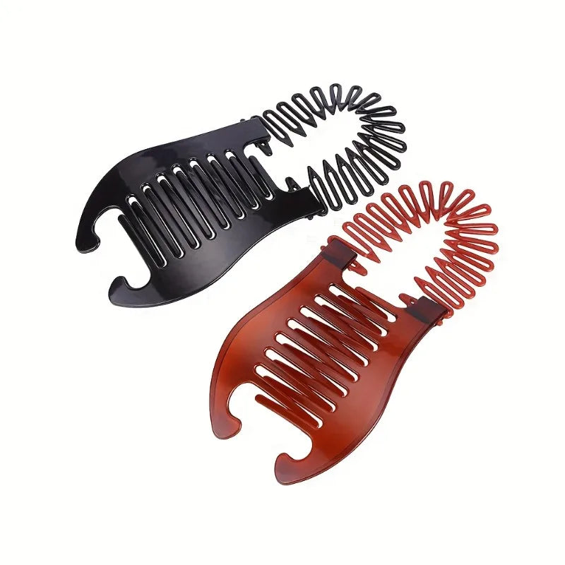 Banana & Ponytail Hair Clips for Women – 4pcs Red & Black Set Hair Styling Clips Babs