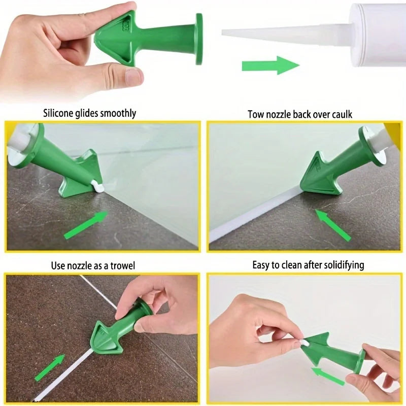 3-Piece Silicone Caulk Applicator Tips Set – Reusable Nozzles Caulking Applicator Set Babs