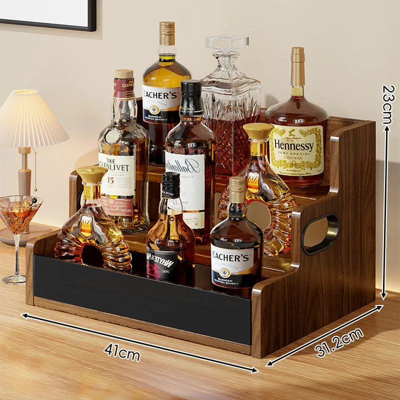 Wooden Wine Rack Vertical Display Holder – Luxury Bar Decor Wine Rack Babs Brown