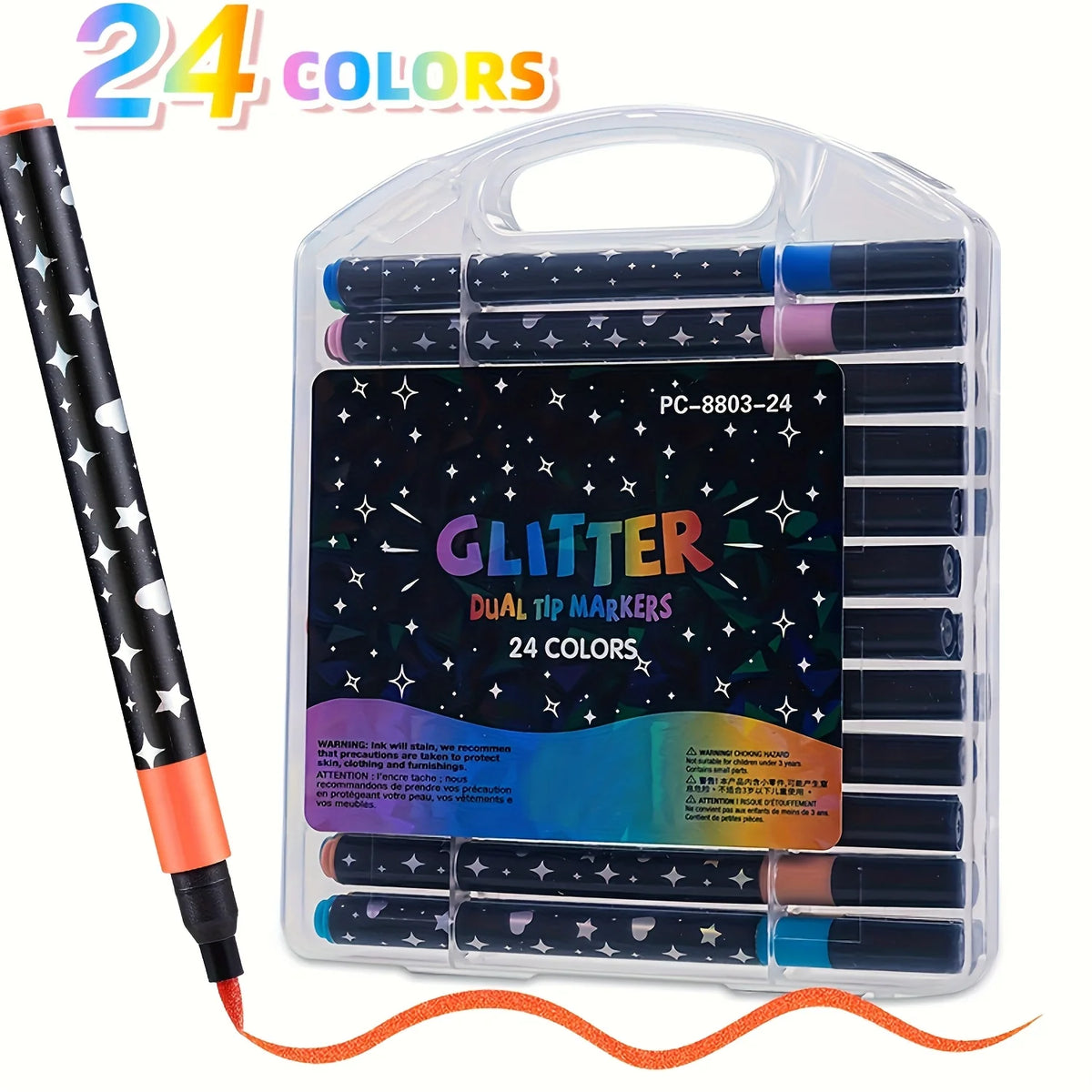 Glitter Pens 12/24/36/48 Colors – Water-Based Art Markers Glitter Art Pens Babs 24 colors