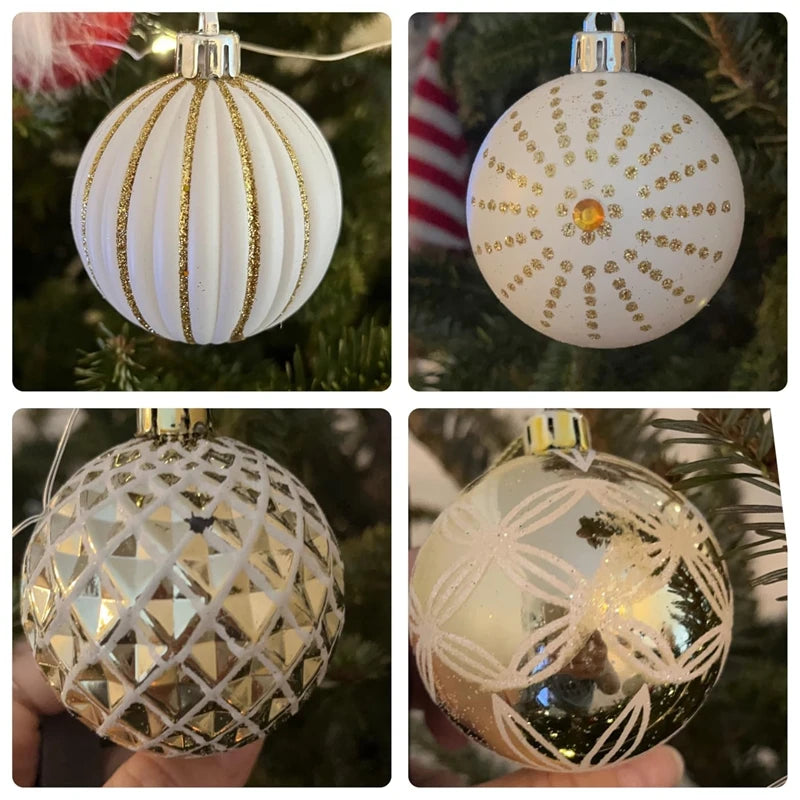 30pcs Gold & White Christmas Ball Ornaments 6cm Xmas Tree Decor Christmas Ball Ornaments Babs