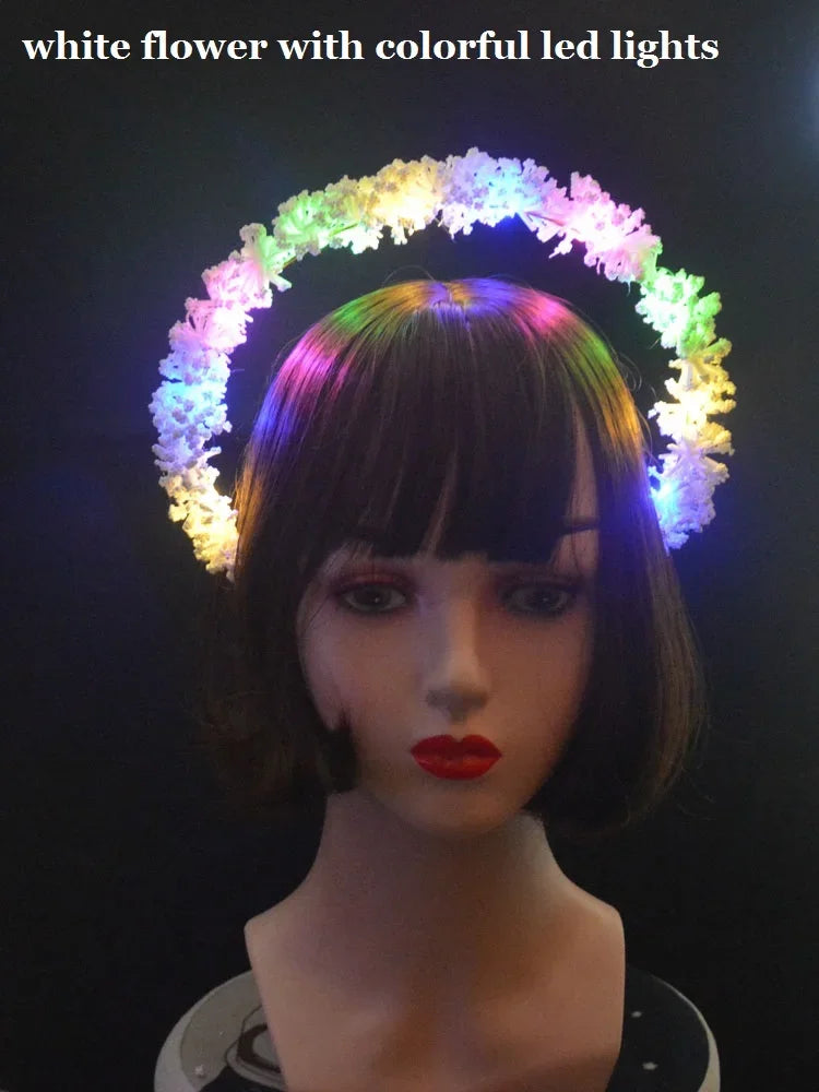 LED Feather Angel Halo Crown Headband – Bridal & Party LED Halo Headband Babs 4a