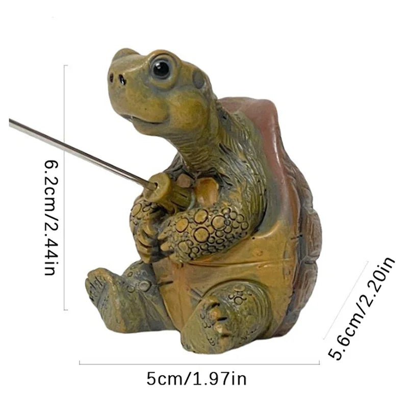 Cute Rope Fishing Turtle Resin Statue – Garden & Home Decor Garden Resin Statue Babs