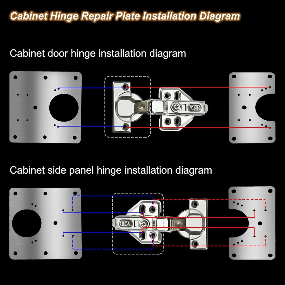 Stainless Steel Cabinet Door Hinge Repair Plate Kit & Screws Hinge Repair Kit Babs