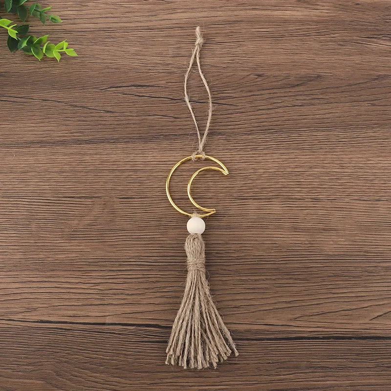 Ramadan Moon Tassel Wooden Beads Ornament – Eid Mubarak Decor Festive Wall Ornament Babs 1pcs