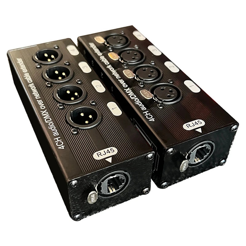 4-Channel XLR & DMX512 Network Cable Extender Pair Audio Signal Extender Babs Black