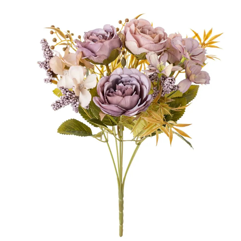 Silk Artificial Rose & Peony Bouquet | Wedding & Home Decor Artificial Flower Bouquet Babs color 8 1pc