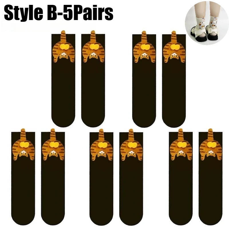 3D Dog Novelty Socks – Cute Animal Socks for Pet Lovers Novelty Animal Socks Babs Cat B-5Pairs One Size