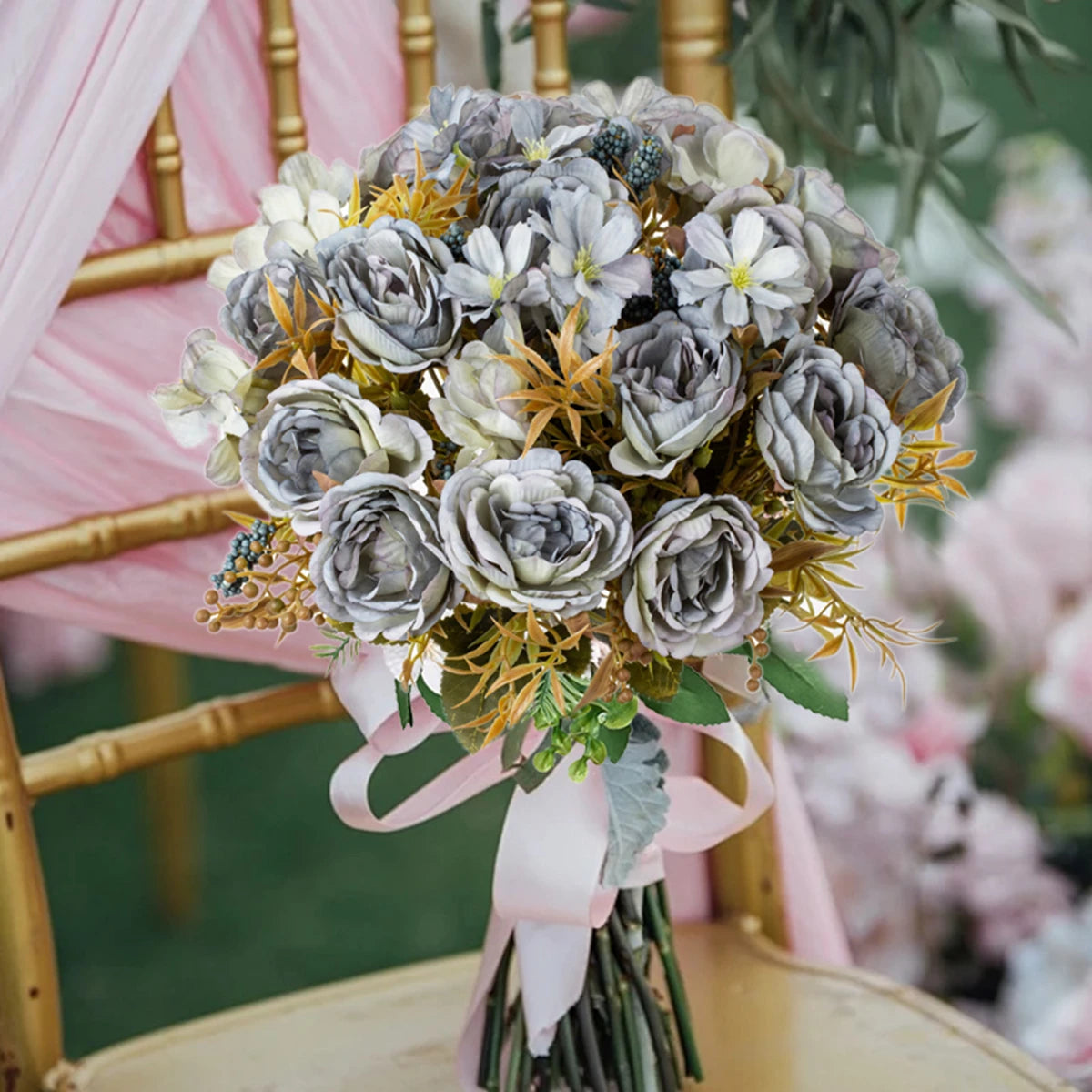 Silk Artificial Rose & Peony Bouquet – Wedding & Home Decor Artificial Flower Bouquet Babs