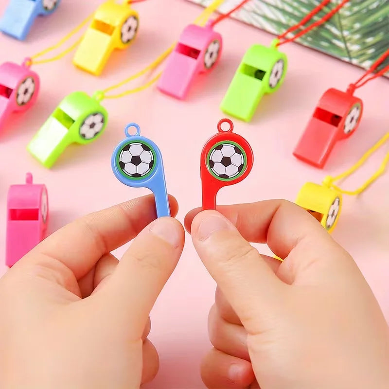 24 Mini Plastic Whistles with Ropes – Kids Party Favors Party Favor Toy Babs