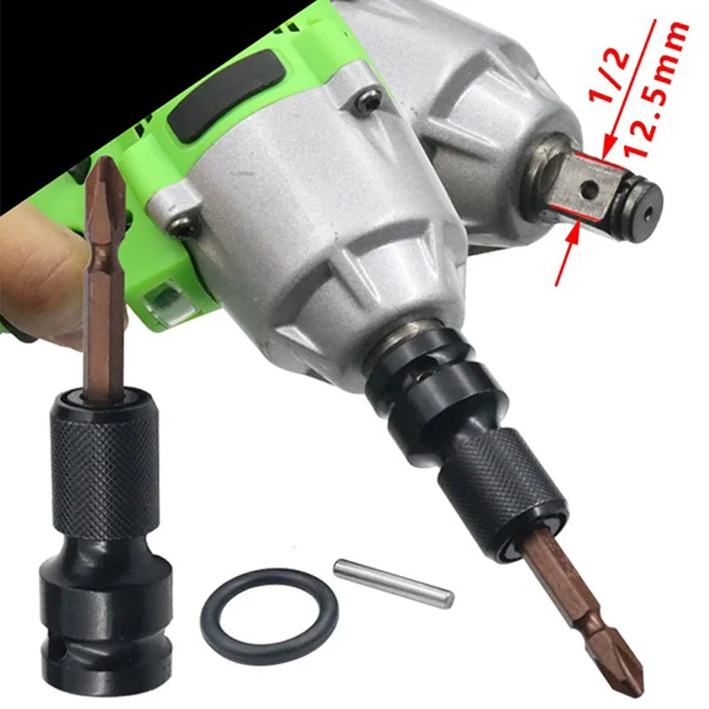 Impact Wrench to Drill Adapter 1/2" to 1/4" Hex Bit Converter Power Tool Adapter Babs
