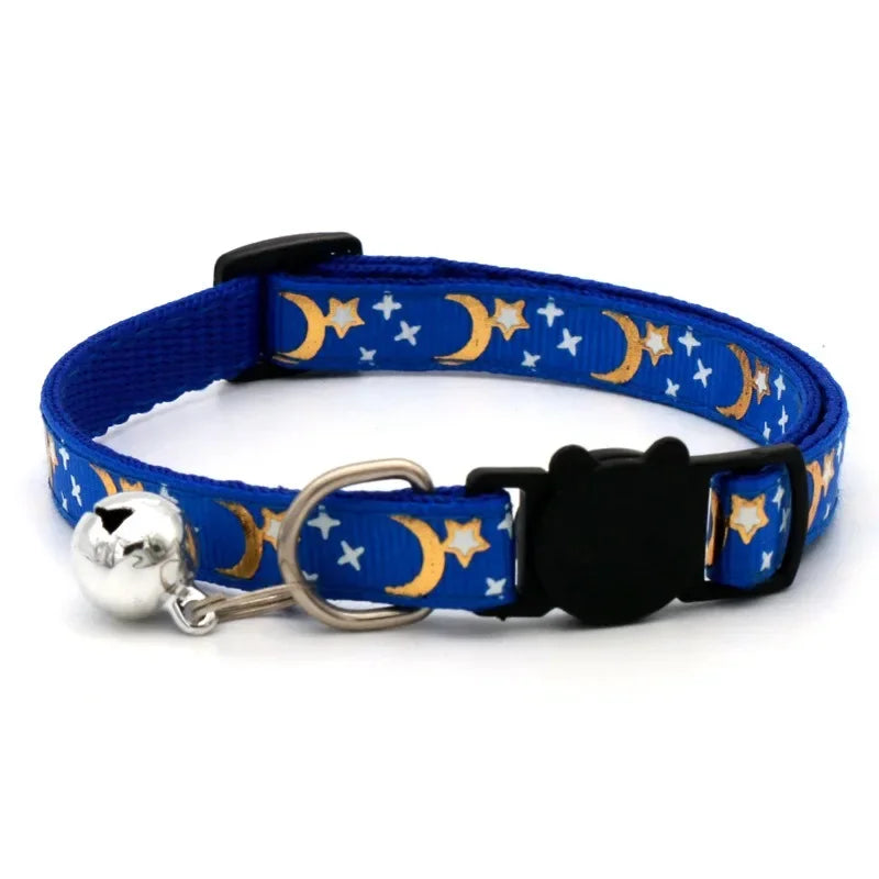 Adjustable Pet Collar with Bell – Colorful Cartoon Footprint Pet Bell Collar Babs C d