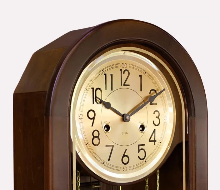 Vintage Mechanical Wall Clock – Luxury Wood & Glass Decor Mechanical Wall Clock Babs