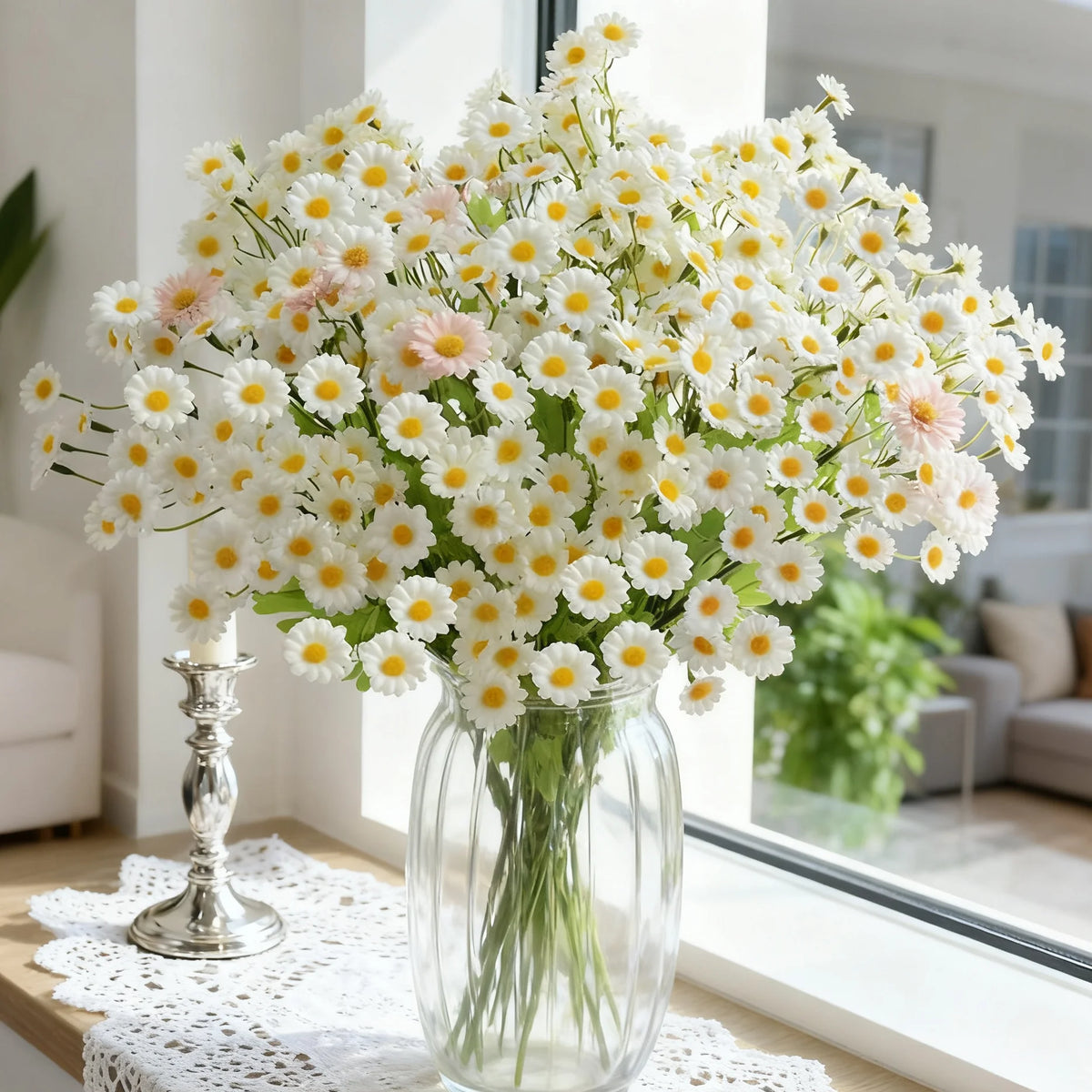 Artificial Silk Daisy Bouquet – Fake Flowers for Home & Wedding Artificial Flower Bouquet Babs