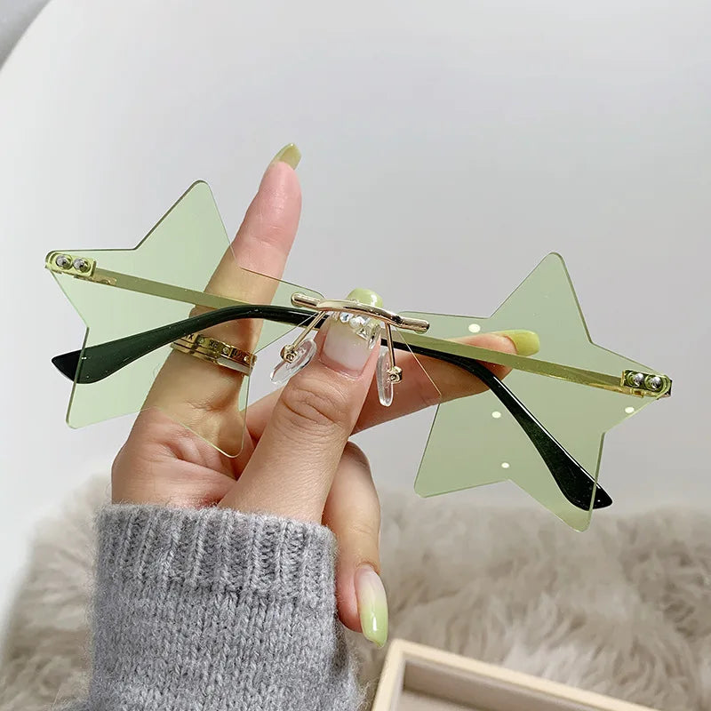 Star Frameless Party Sunglasses 10-Pack – UV400 Costume Eyewear Costume Sunglasses Babs green