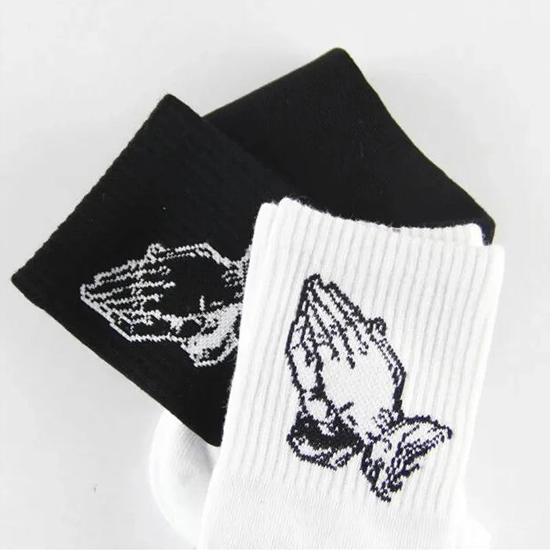 Virgin Mary Print Cotton Crew Socks – Hip Hop Novelty Unisex Novelty Crew Socks Babs