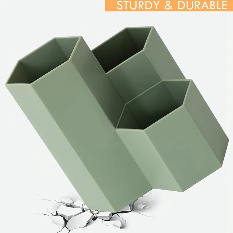 Clear 4-Compartment Desk Pen & Pencil Organizer Cup Desk Pen Organizer Babs