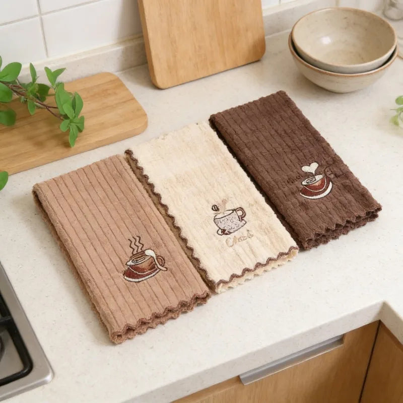 4PCS Brown Polyester Cleaning Cloths for Kitchen & Bathroom Household Cleaning Cloths Babs