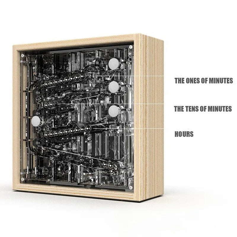 Steel Ball Wood Track Desk Clock – Luxury Kinetic Tabletop Clock Luxury Desk Clock Babs