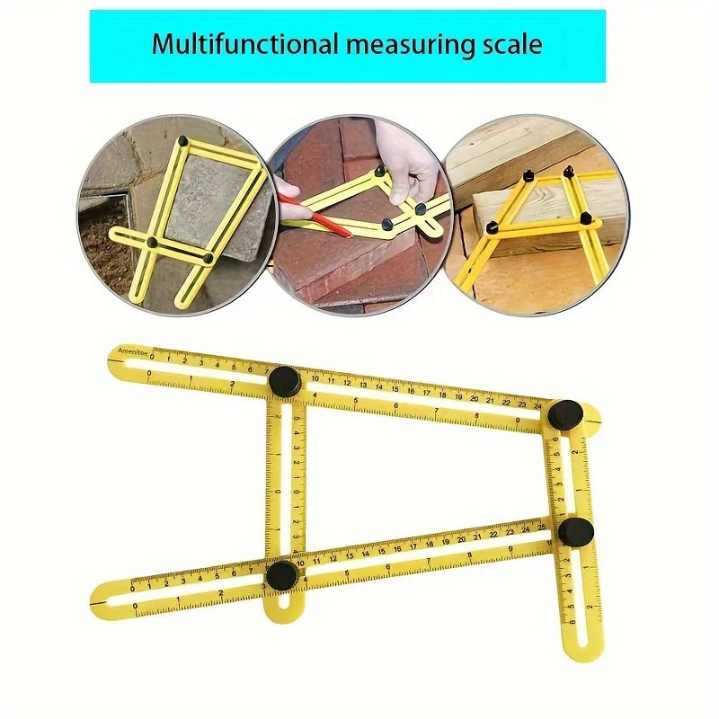 4-Arm Adjustable Angle Ruler – Foldable Woodworking Template Tool Angle Measuring Ruler Babs