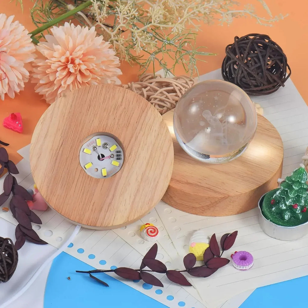 Wooden USB LED Night Light Display Stand | Desktop Lamp Base LED Display Lamp Base Babs
