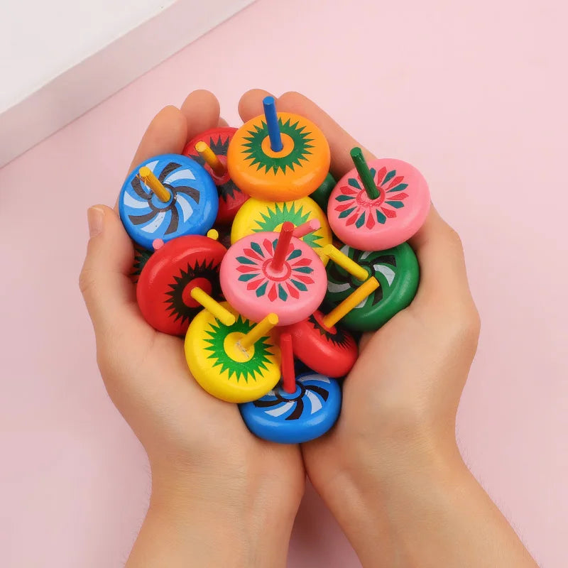Mini Wooden Spinning Tops 12/24 Pcs – Kids Party Favors & Gifts Kids Party Favor Toy Babs