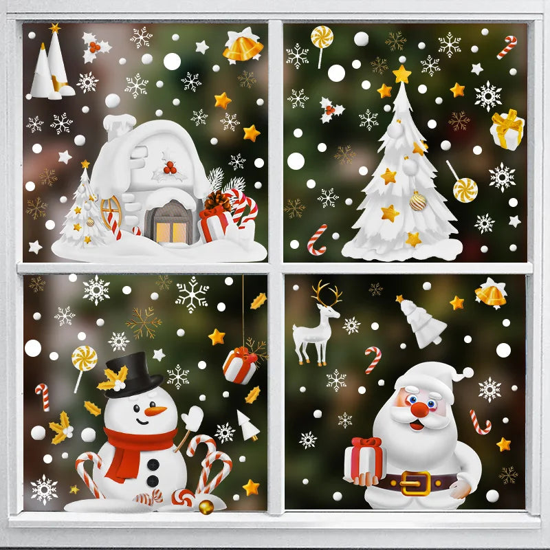 Christmas Window Stickers Santa Claus Snowman Decals 2025 Holiday Wall Decals Babs Set3