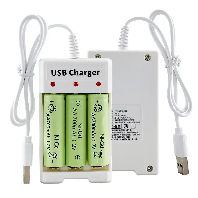 Alasicka 3-Slot USB AA AAA NiMH Battery Charger | CE & FCC USB Battery Charger Babs