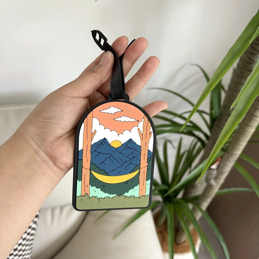 Luggage Tag Mountain Sunset Design – Privacy Protection Travel Luggage Tag Babs
