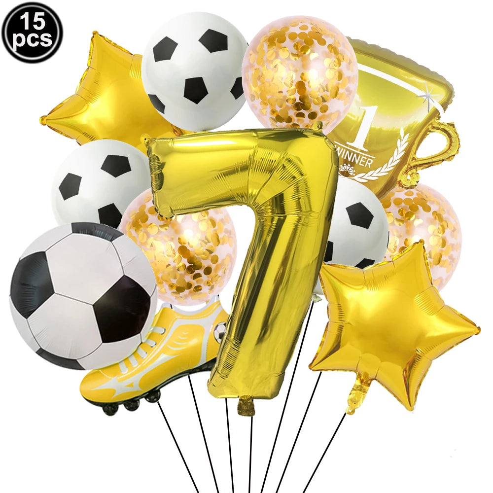 32" Soccer Ball Foil Balloon Set – Kids Birthday Party Decor Party Foil Balloons Babs Gold Number 7 As pictures show