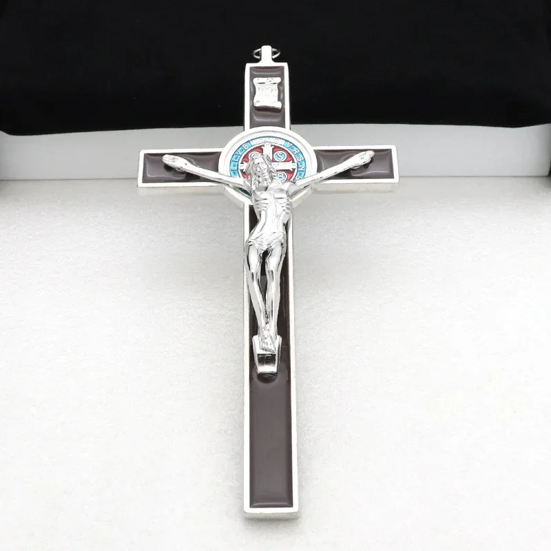 Saint Benedict Crucifix Cross Pendant – Catholic Zinc Alloy Charm Religious Charm Pendant Babs Dark Brown 1pcs