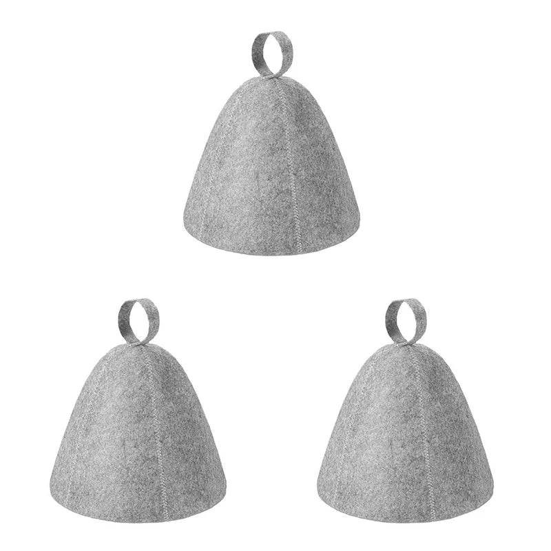 Men's Wool Felt Sauna Hat – Heat Retention & Hair Protection Sauna Hat Babs 3pcs-Grey