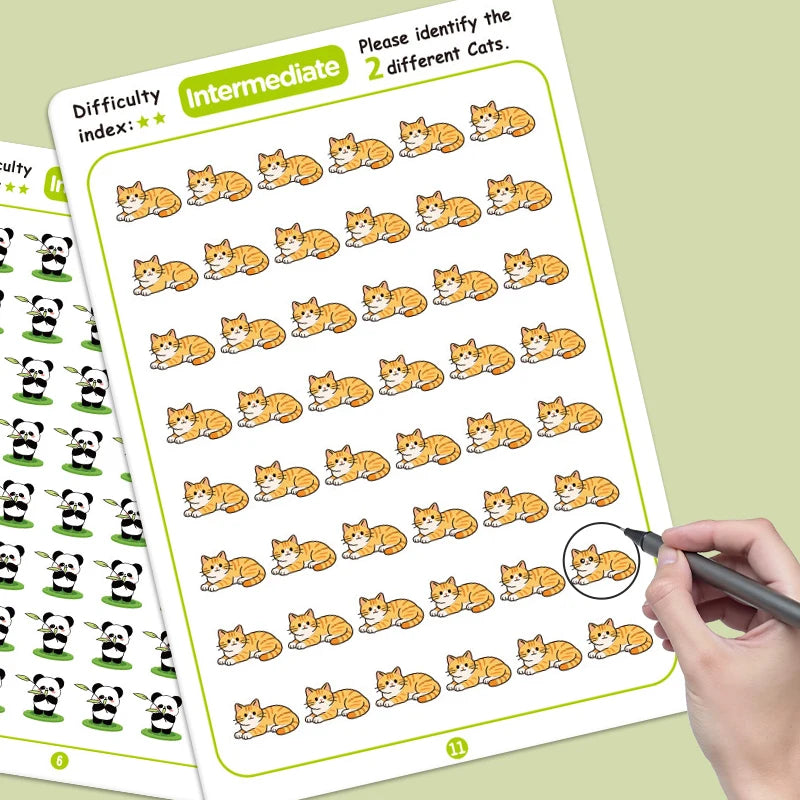 Find the Differences Reusable Erasable Kids Focus Game Cards Educational Game Cards Babs
