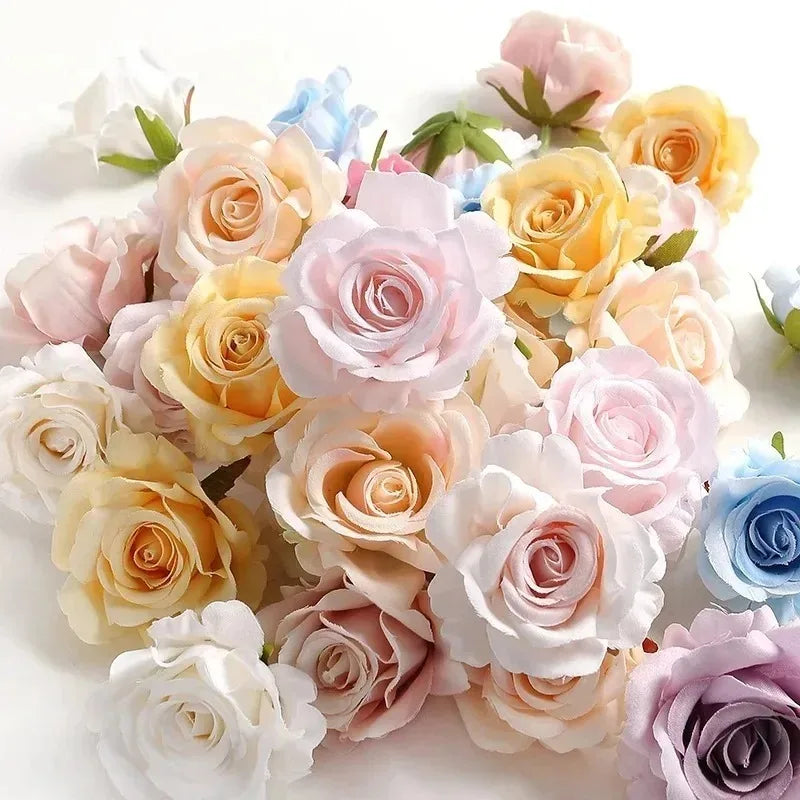 5-Pack Silk Artificial Rose Heads – Wedding & DIY Wreath Décor Artificial Flower Heads Babs